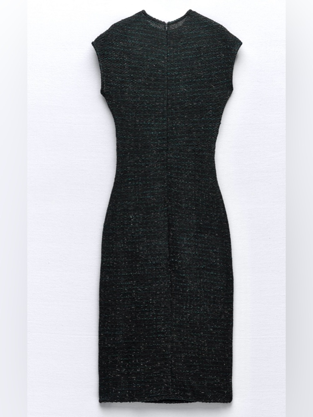 ZARA NWT Metallic Thread Midi Dress Size Small Black Knit Gold Blue Flecks NEW - Picture 7 of 16
